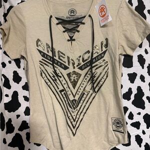 American Fighter Tan Graphic Lace-Up Tee